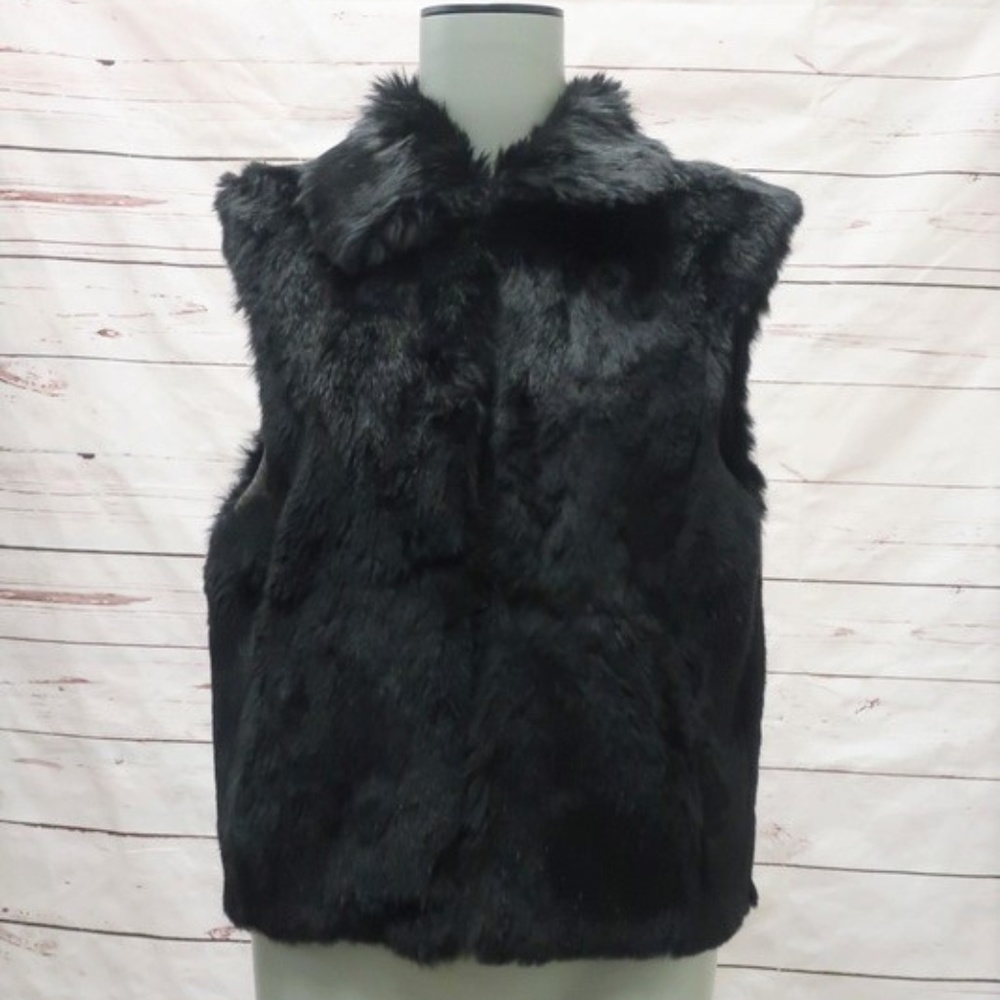 Adrienne Landau Rabbit Fur Vest Black - Picture 1 of 8